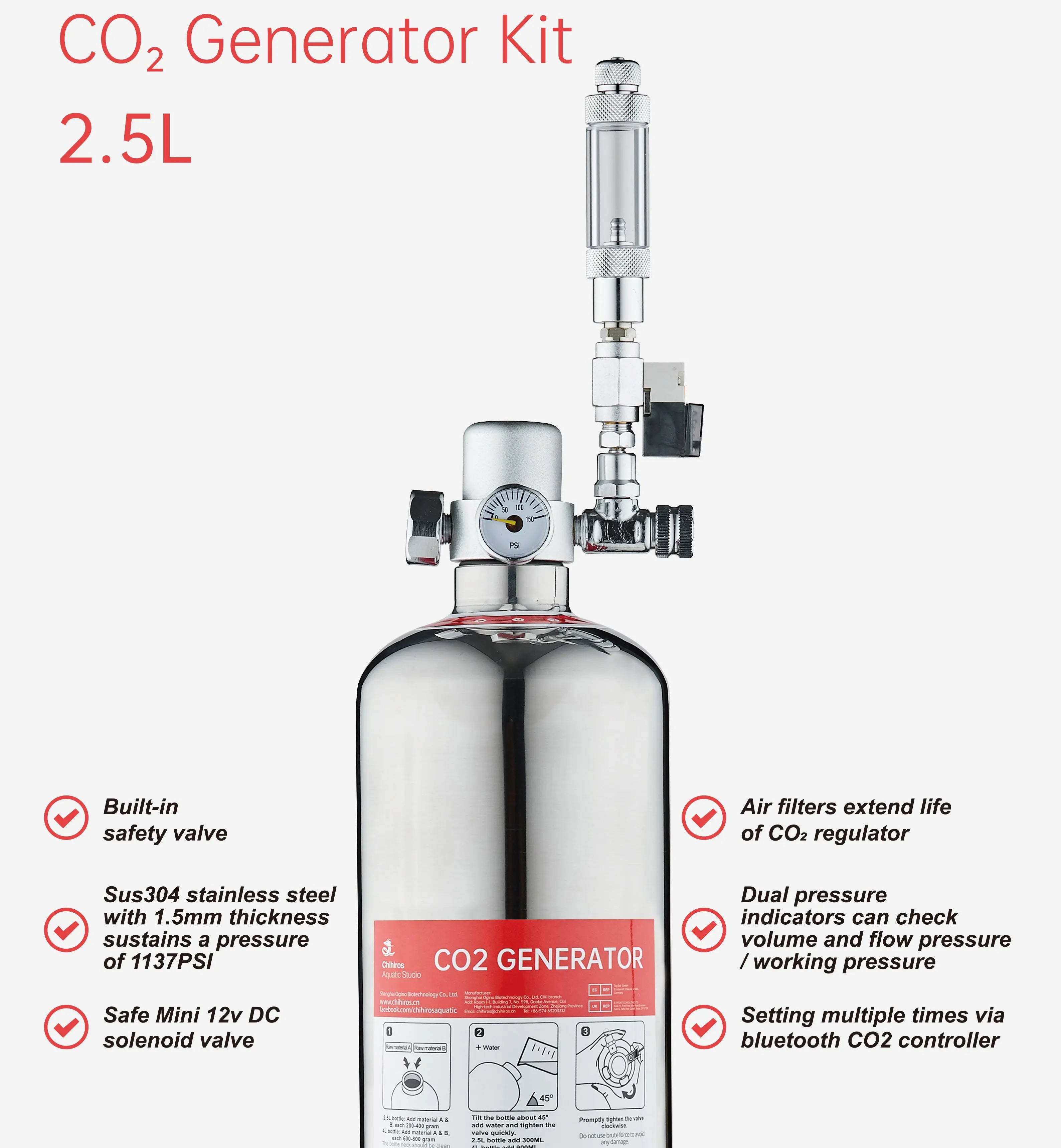 Chihiros CO2 Generator Kit 2.5L Mobile app control